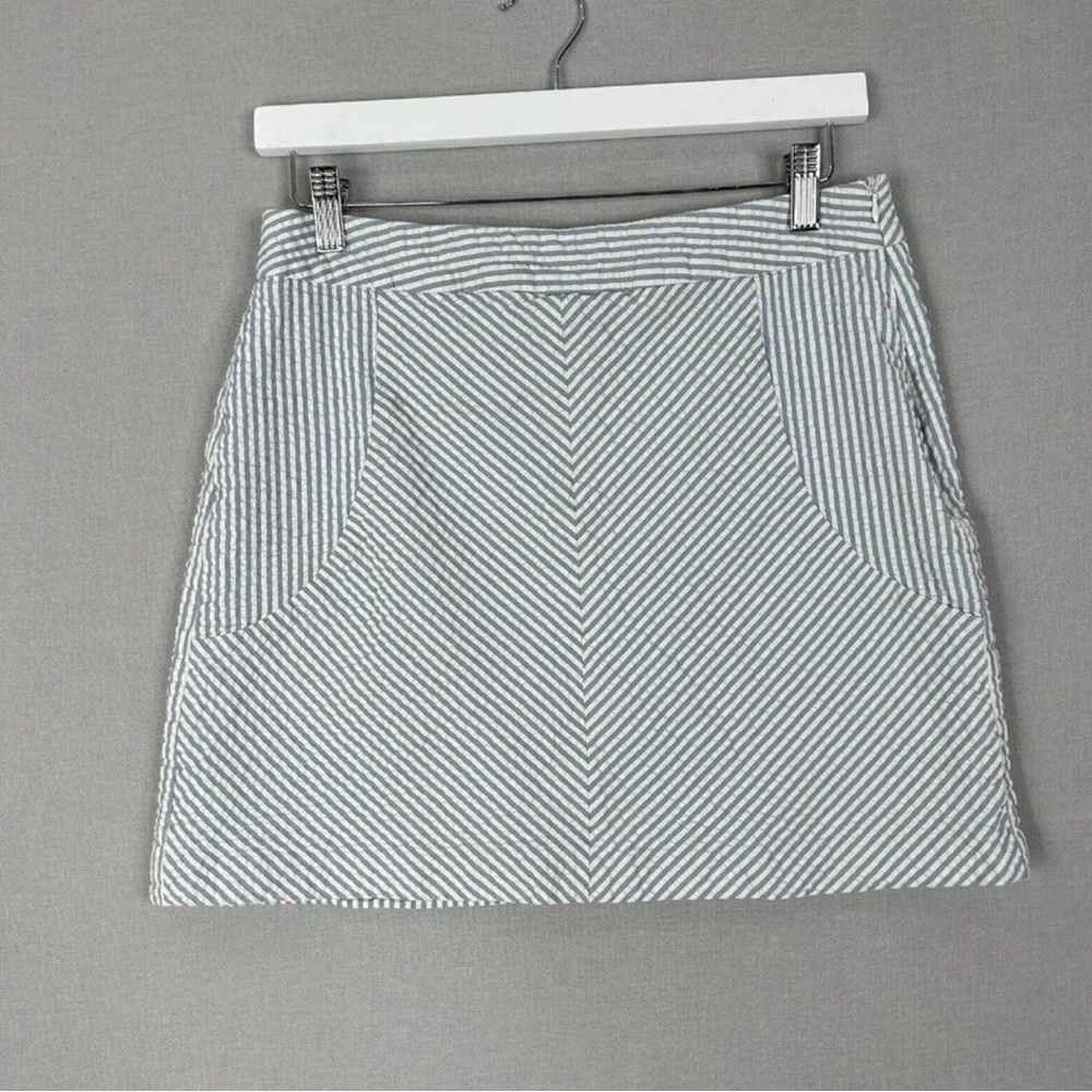 Sandro Womens Skirt 6 Blue Nautical Striped Seersucker Coastal Resortwear Preppy
